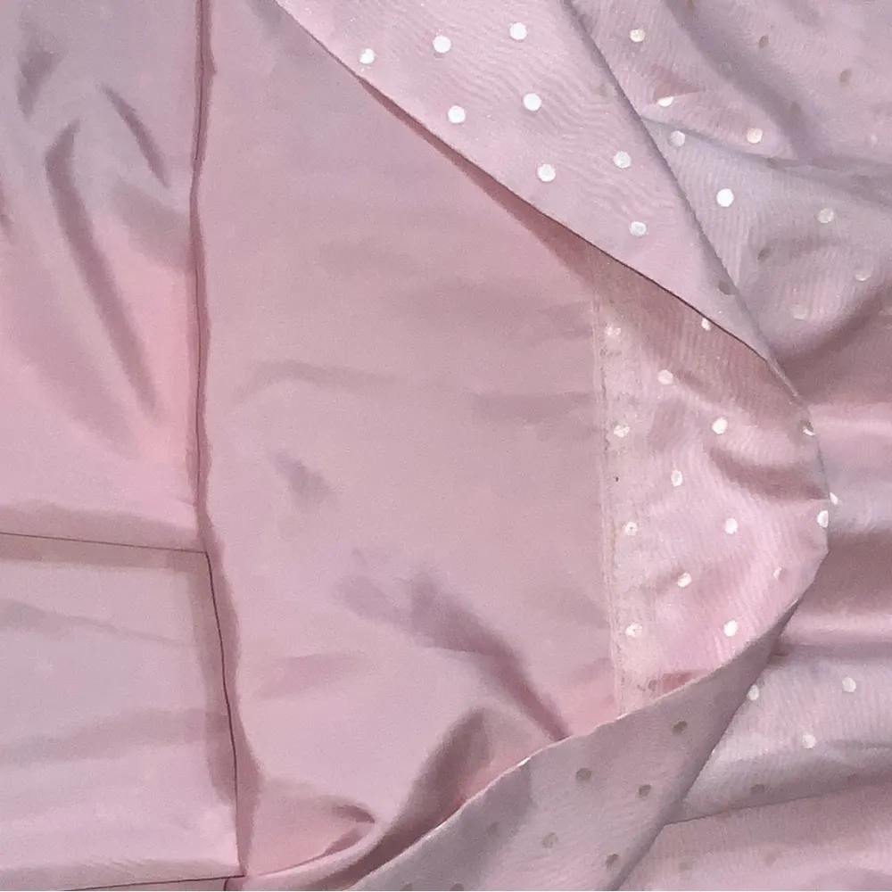 Cinderella Pink Chiffon Overlay Metallic Polka Dots Ruffle Off Shoulder Dress XS - Image 8