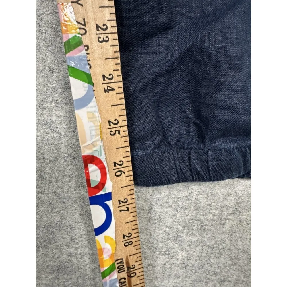Athleta Size 6 Linen Pants Womens Navy Blue Pull On Drawstring Pockets Jogger - Image 9