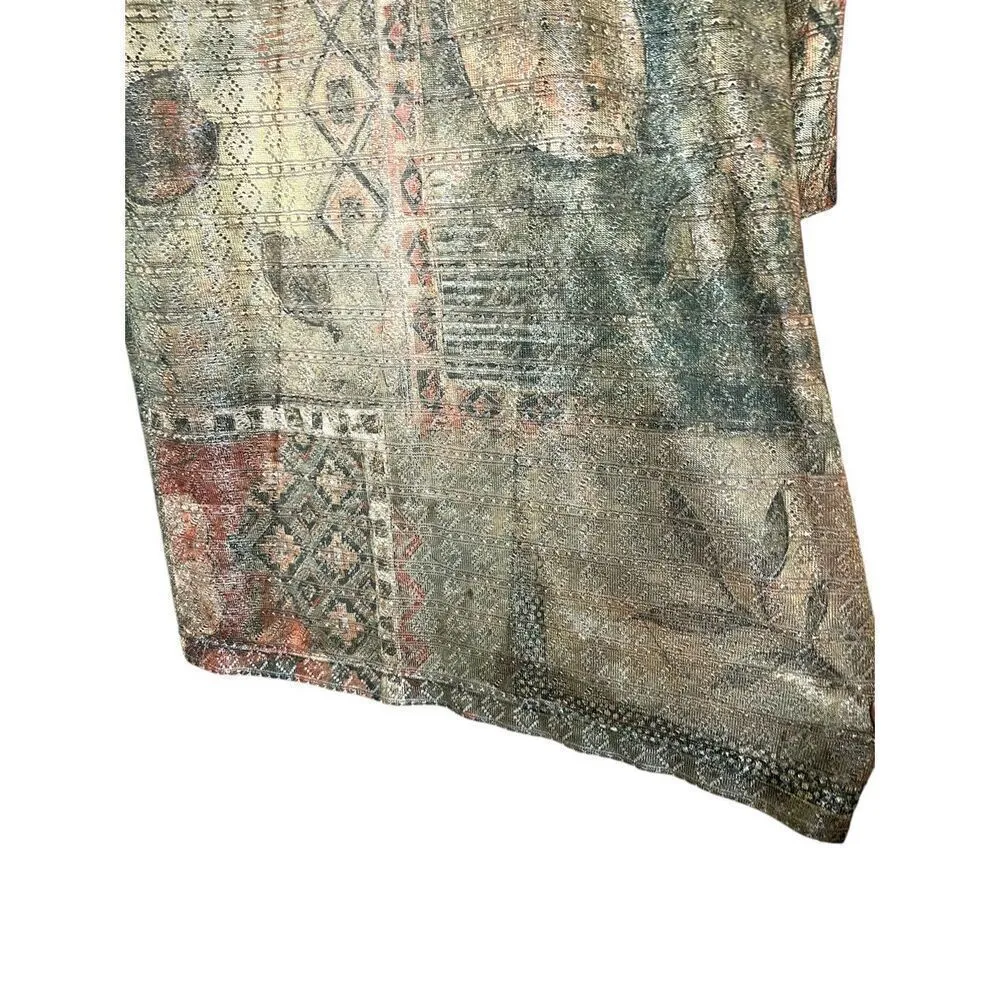 Vintage R&M Richards By Karen Kwong‎ Green Multicolor Duster - Image 9