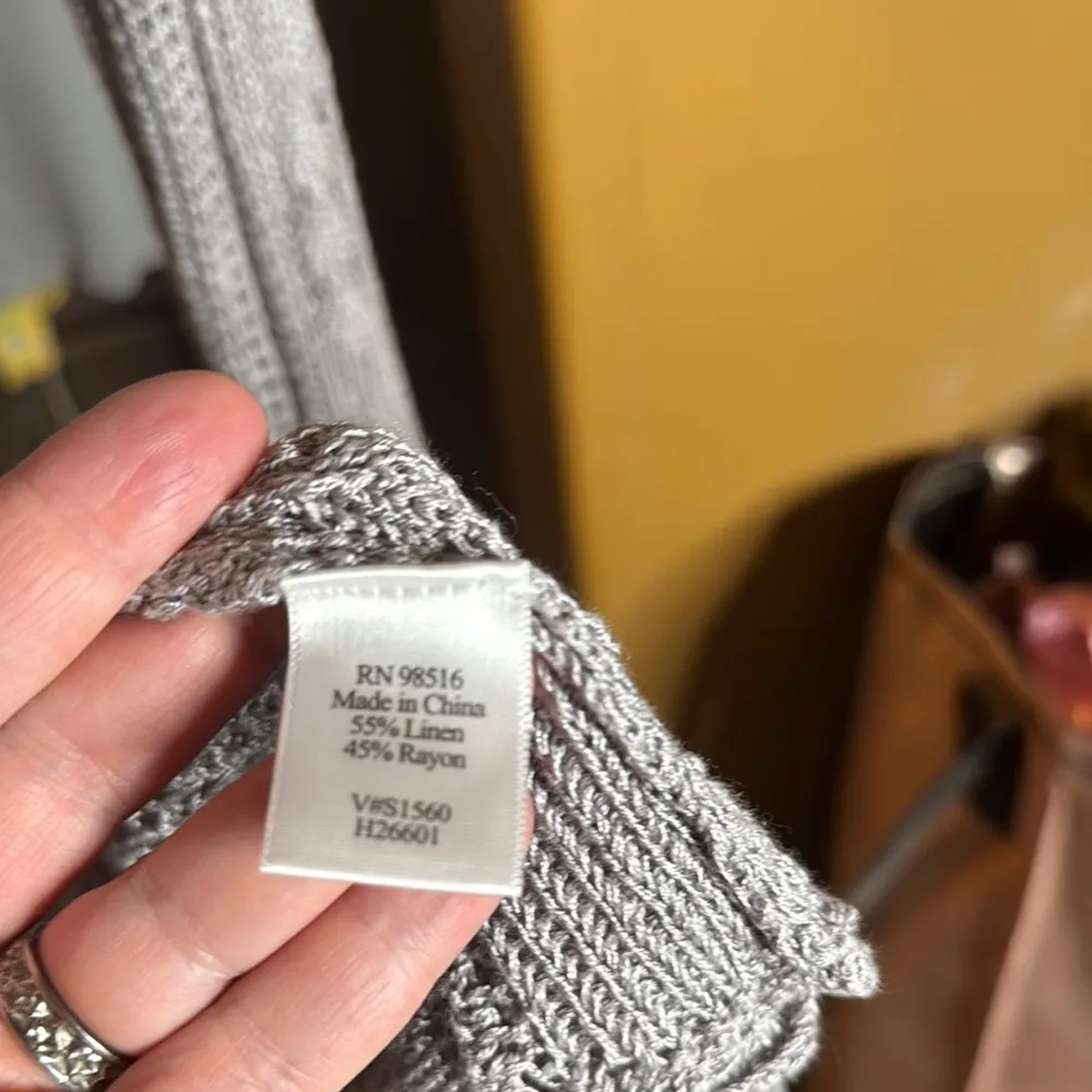 Coldwater Creek Linen Rayon Blend Open Knit Gray Cardigan Size Medium - Image 7