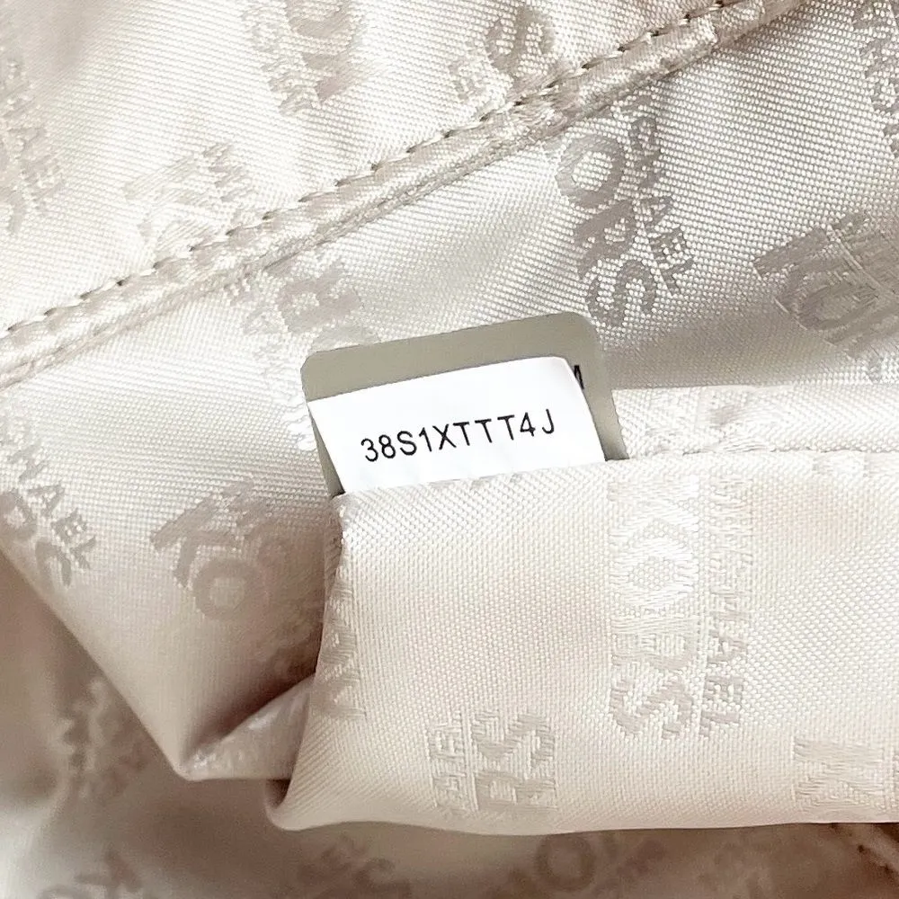 NEW MICHAEL Michael Kors Beige Tan Orange Signature Canvas & Leather Tote Large - Image 12