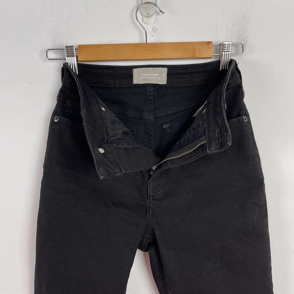Everlane The Curvy High Rise Crop Skinny Jeans Black Dark Denim Stretch Size 27 - Image 13