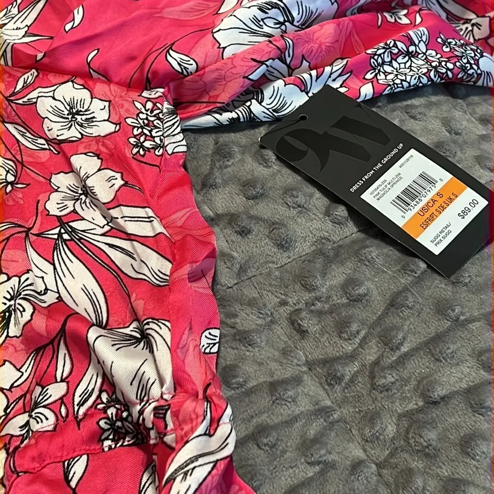 Nine West V-neck blouse 3/4 slv pink tulip black white floral magnolia springs - Image 7