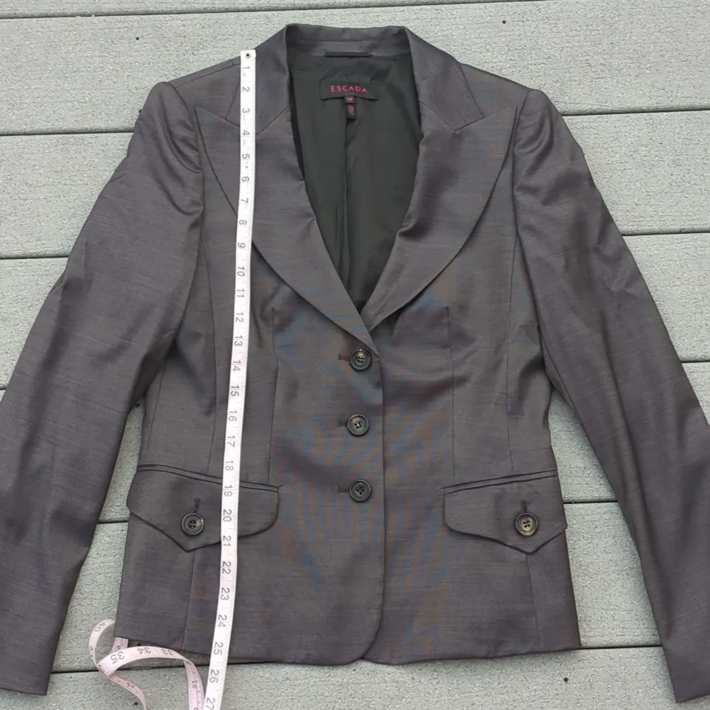 Escada 3 Button Blazer Jacket Size 38 Women's Gray Size 38 Tweed Blazer Jacket Black Size M - Image 9