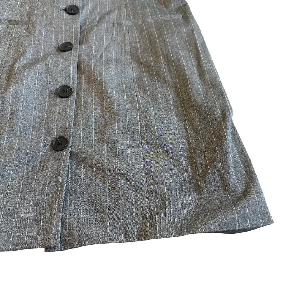 A New Day Sleeveless Mini Dress Vest Grey White Pinstripe Size Medium Women's - Image 5