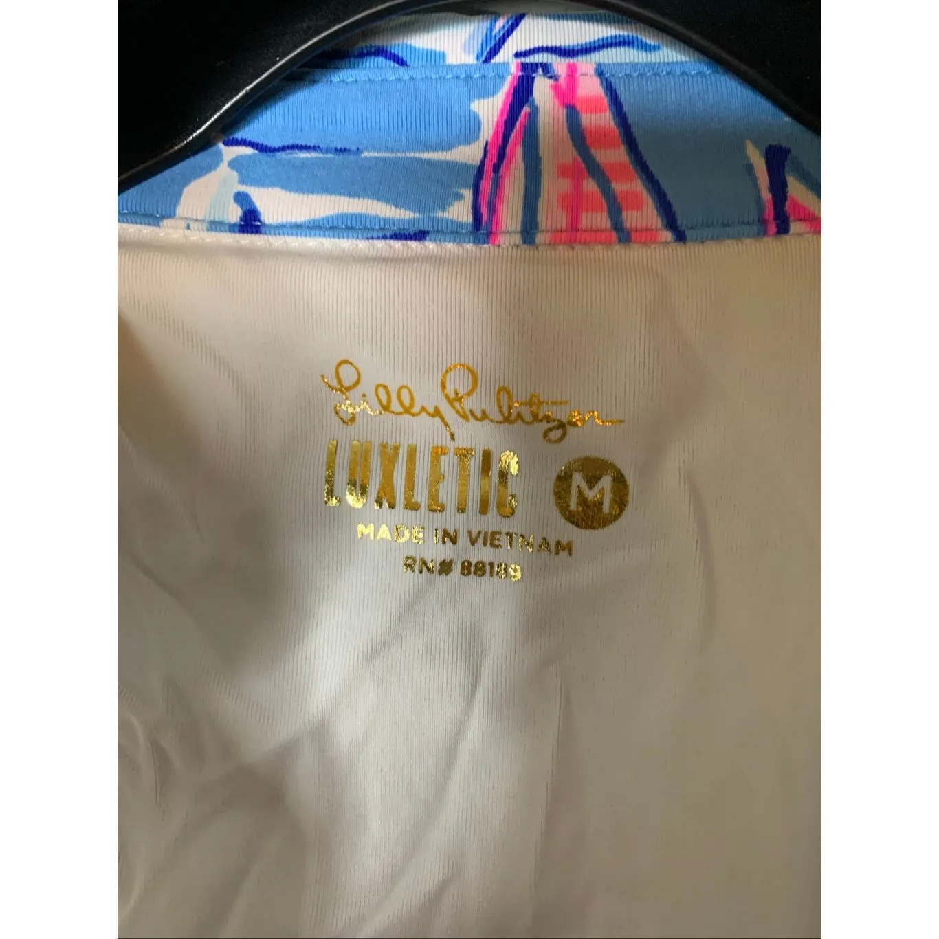 Lilly Pulitzer Luxletic Lakelyn Bra Polo top Zanzibar Blue Boatylicious medium - Image 4