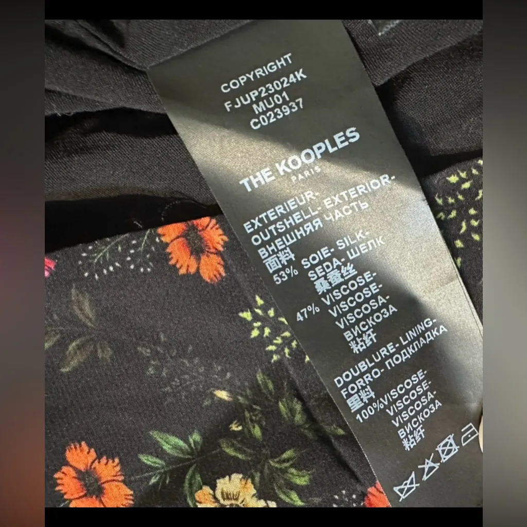 The Kooples Women's Black Silk Floral Print High Waist Midi Skirt‎ 0 - Image 13