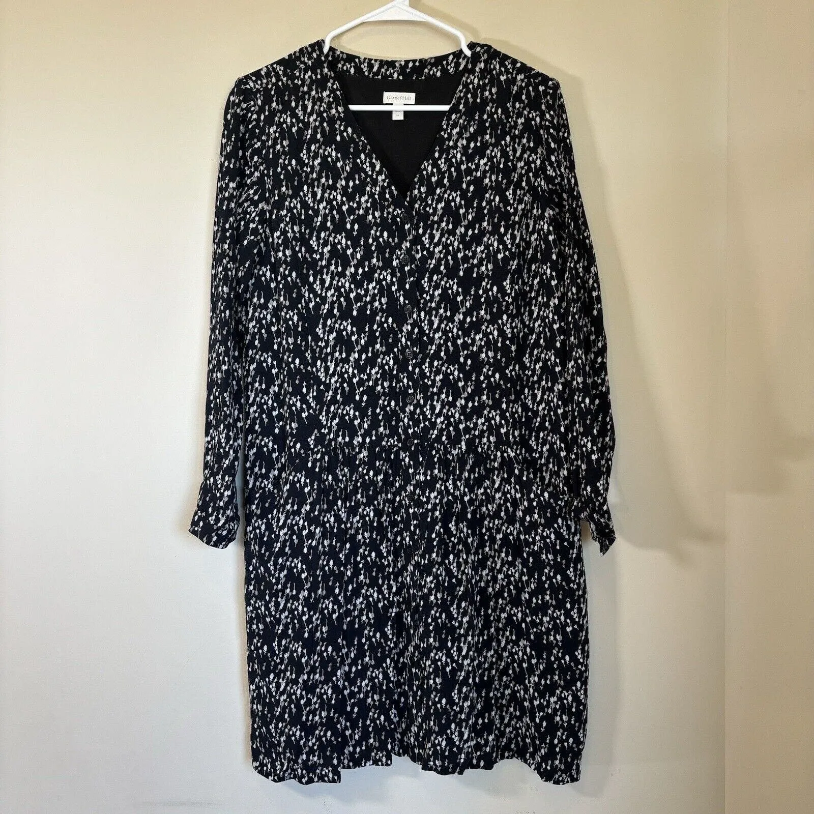 Garnet Hill Women's Boho Style Button Baggy‎ Drop Waist Big Pkt Flowy Dress Sz 4 - Image 2