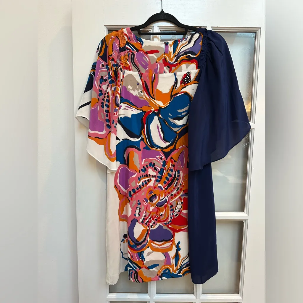 Anthropologie Maeve Vero Watercolor Floral Silk Shift Dress Boho Hippie Size S - Image 3