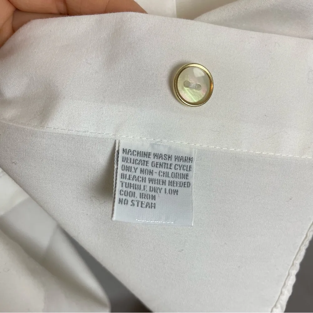 Vintage Embroidered Shirt Emblem Long Sleeve Women Size 10 Pointed Collar Office - Image 9