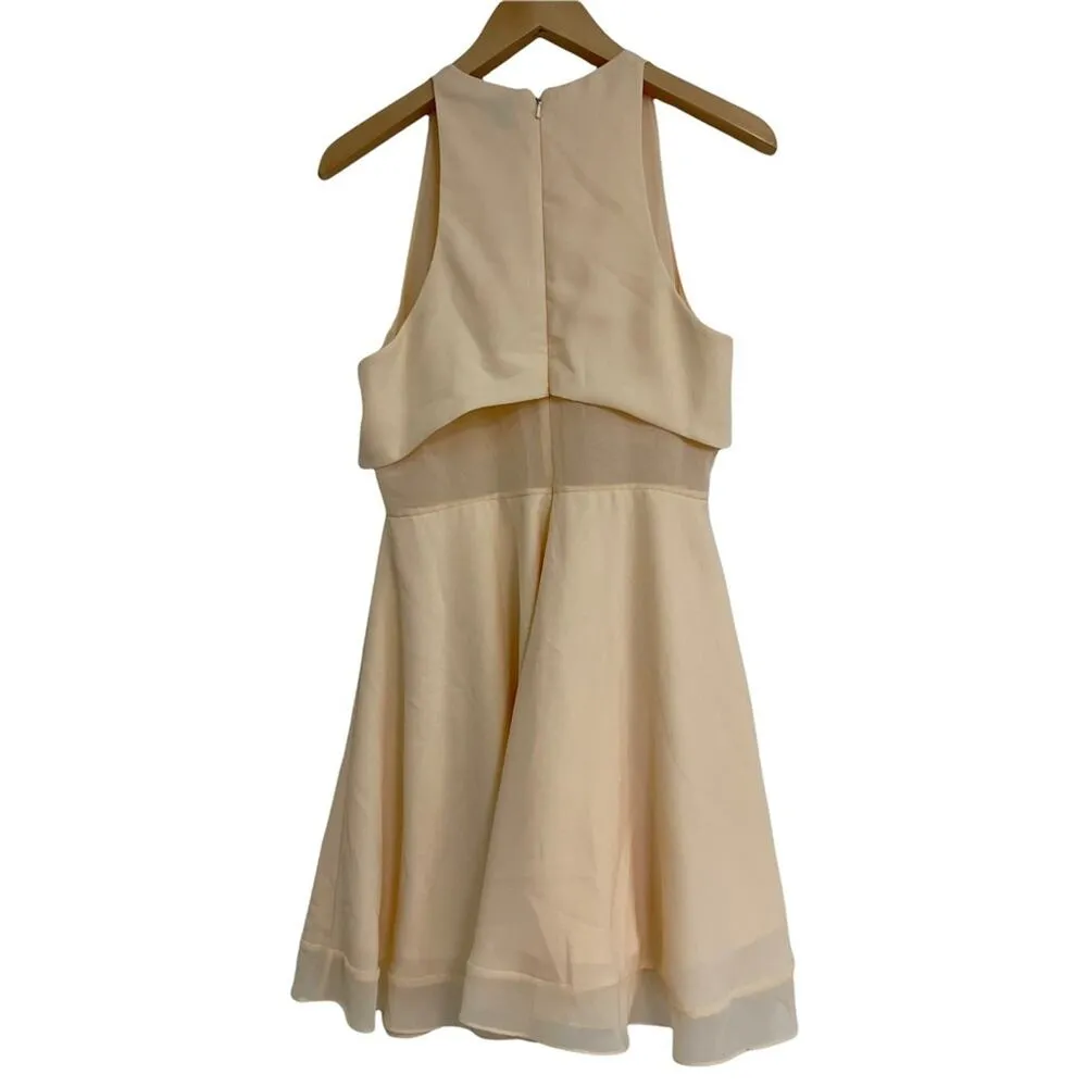 ASOS Sheer & Solid Skater Dress Bridal Wedding Cocktail Cream Feminine Mesh SZ 8 - Image 2