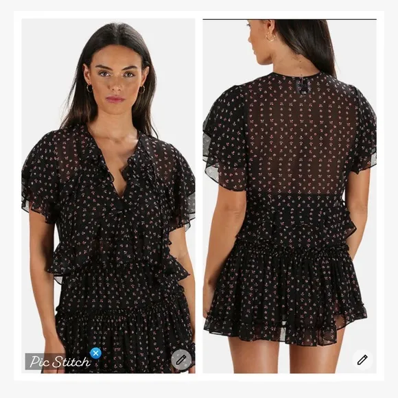 Misa Los Angeles Raziela Top Black Ditsy Floral - Image 2