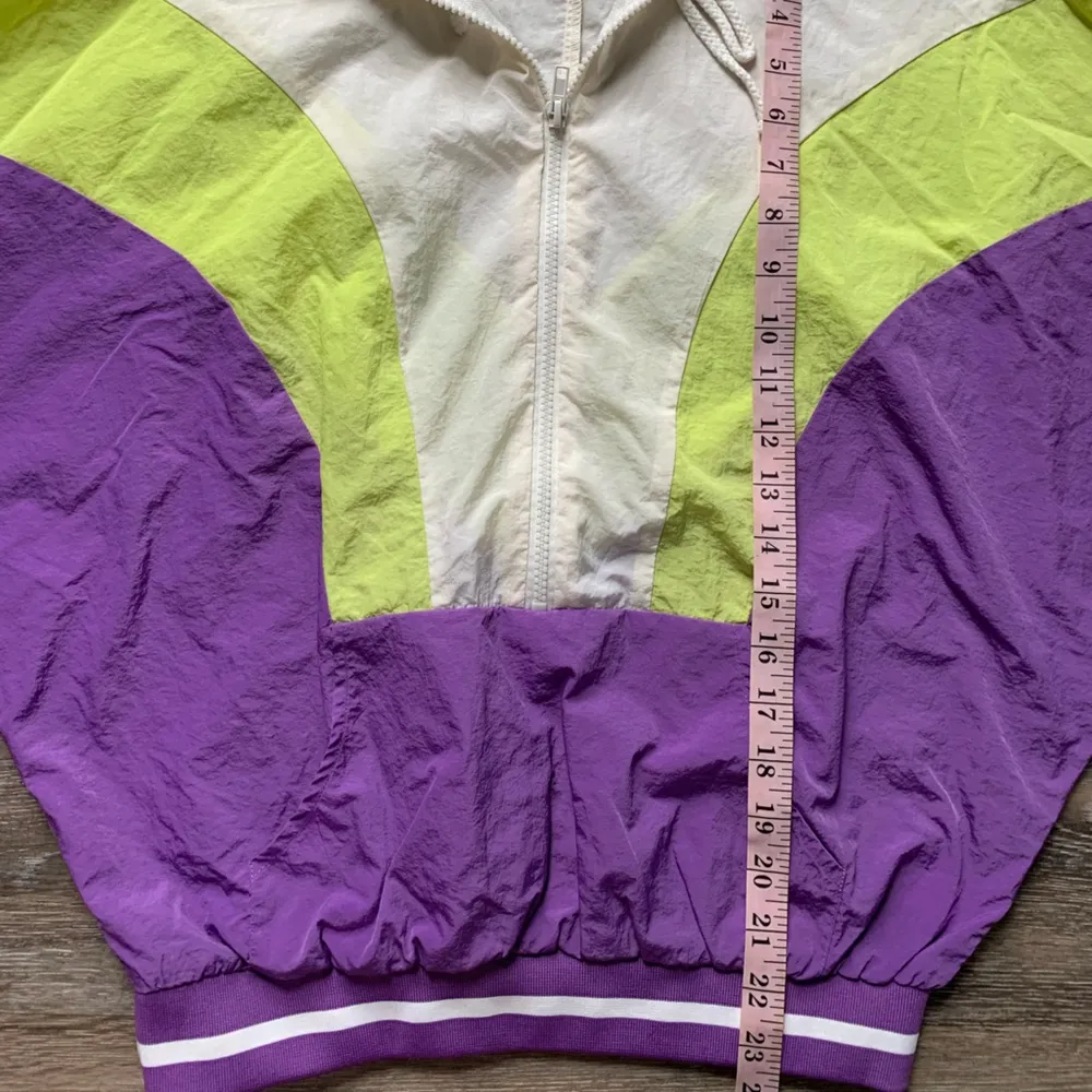 Favlux Fashion White, Yellow and Purple Colorblock Quarter Zip Windbreaker S - Image 5