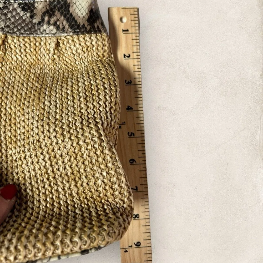 Nicole Miller Straw Wood Handle Snap Closure Clutch - Image 7