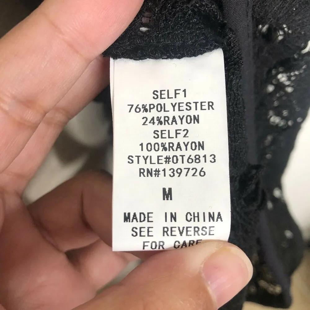 NEW Surf Gypsy Black Lace Open Front Long Sleeve Swim Cover Up Womens Medium - Image 5