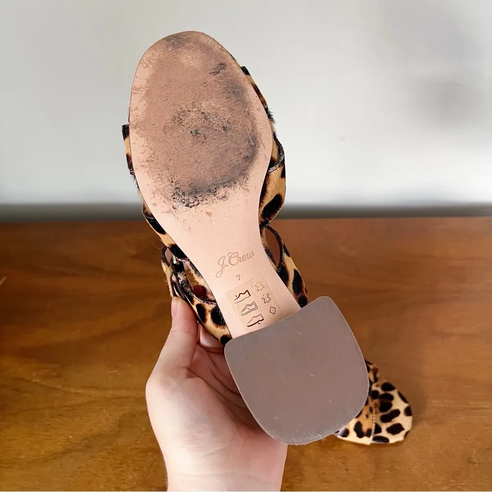 J Crew • Penny Slide Sandals in Leopard Calf Hair mules block heel - Image 8
