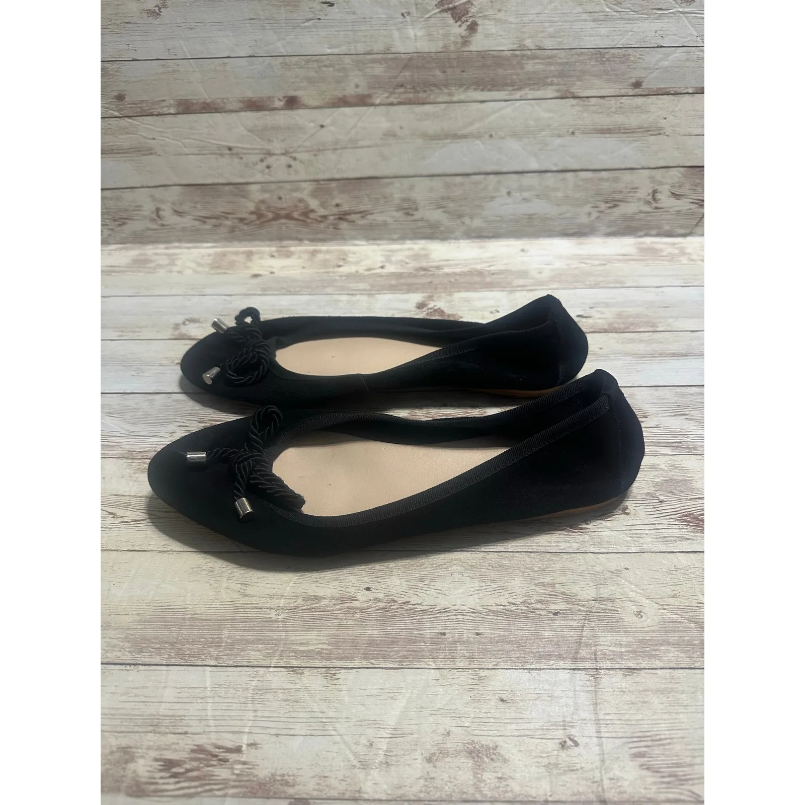 Mercanti Fiorentini Ballet Flats Black Suede Size 9 M Italian Italy Rope Bow - Image 2