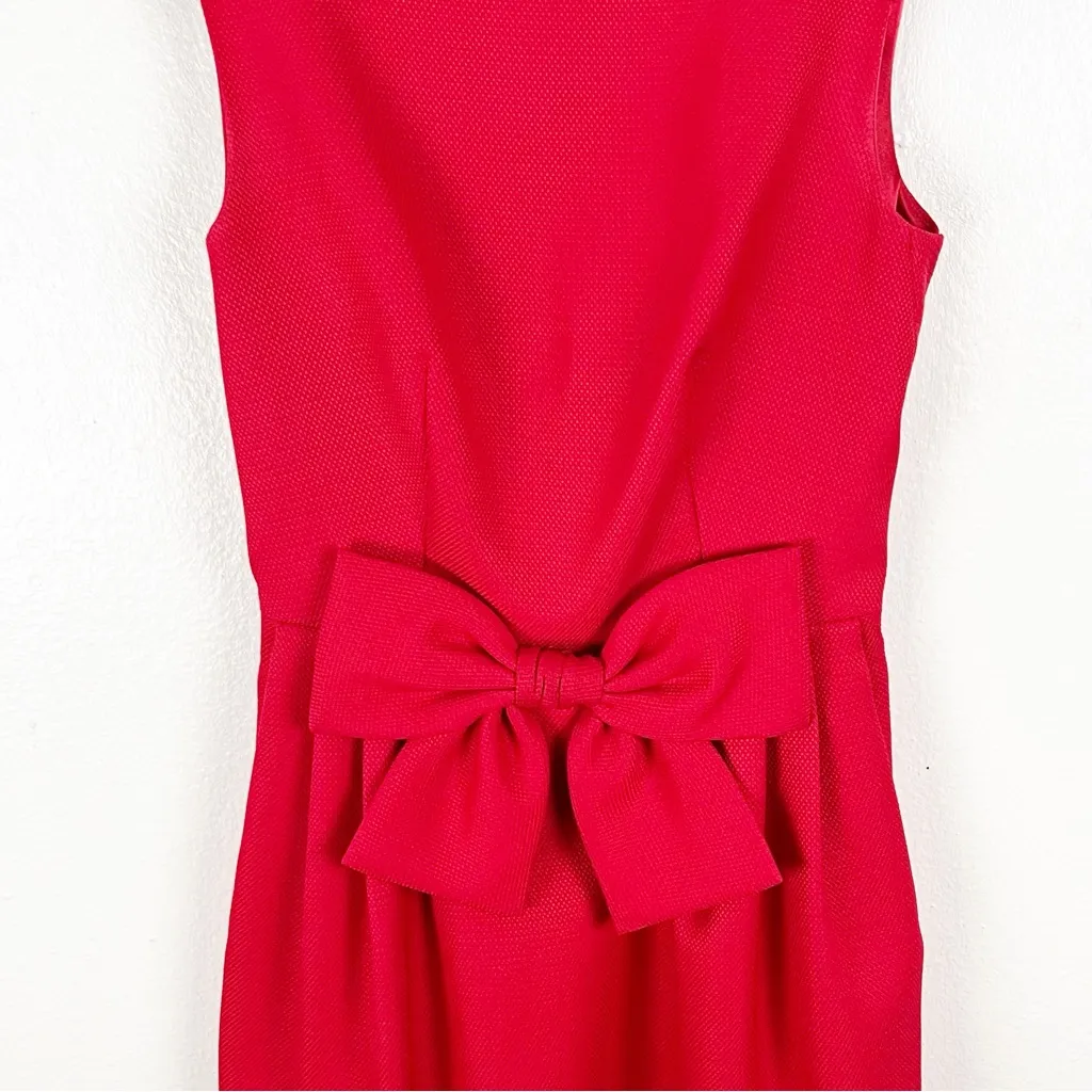 TED BAKER Nuhad Red Bow Waist Back Zipper Tulip Pleated Holiday Party Dress 2 - Image 13
