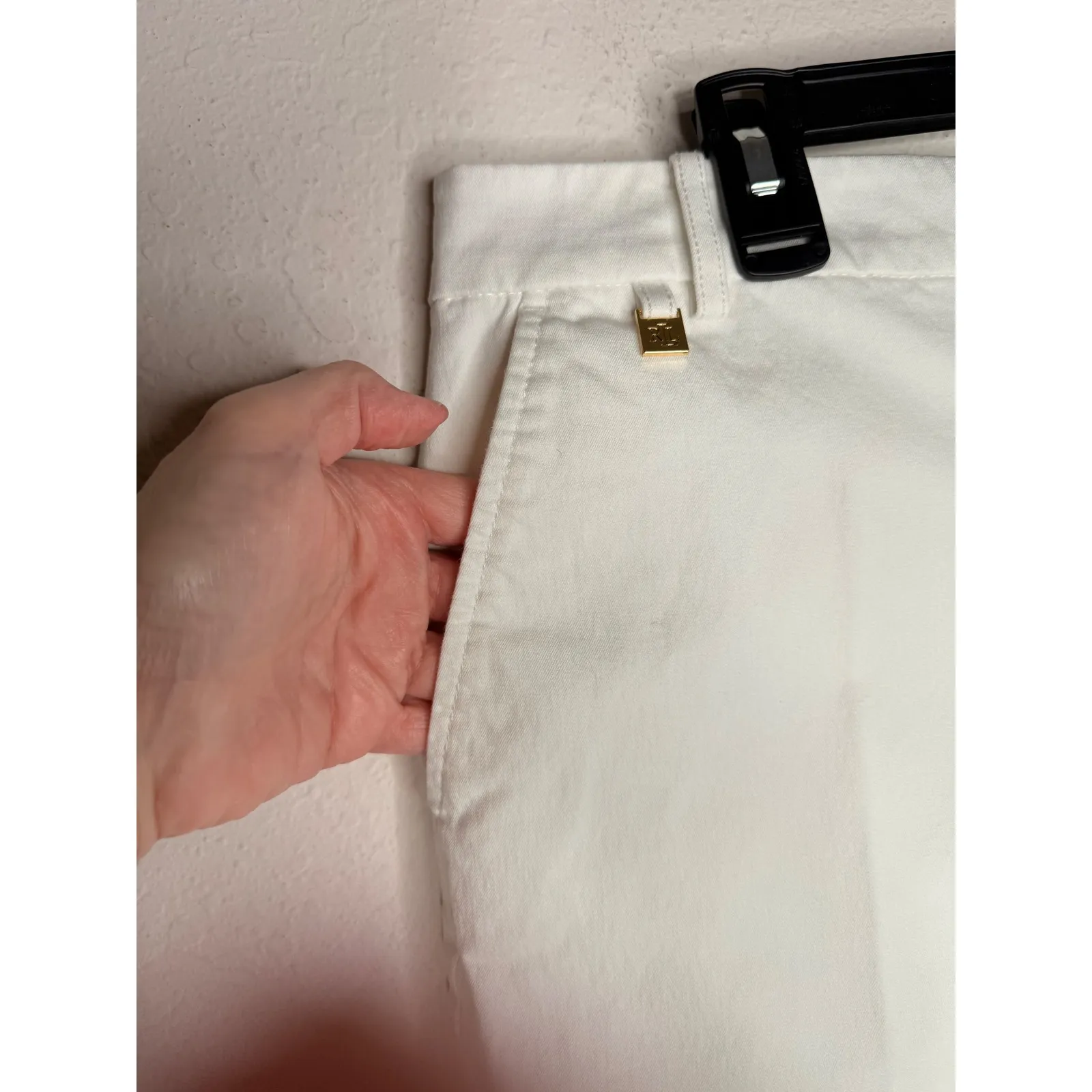 Lauren Ralph Lauren Women White Cotton Blend Bermuda Shorts Size 10 - Image 4