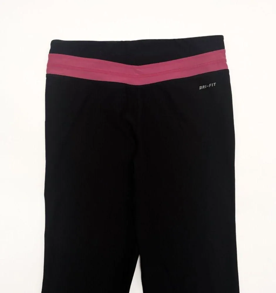 Nike Dri Fit Be Bold Training Track Pants Leggings Yoga Pants Flare Black Pink - Image 5
