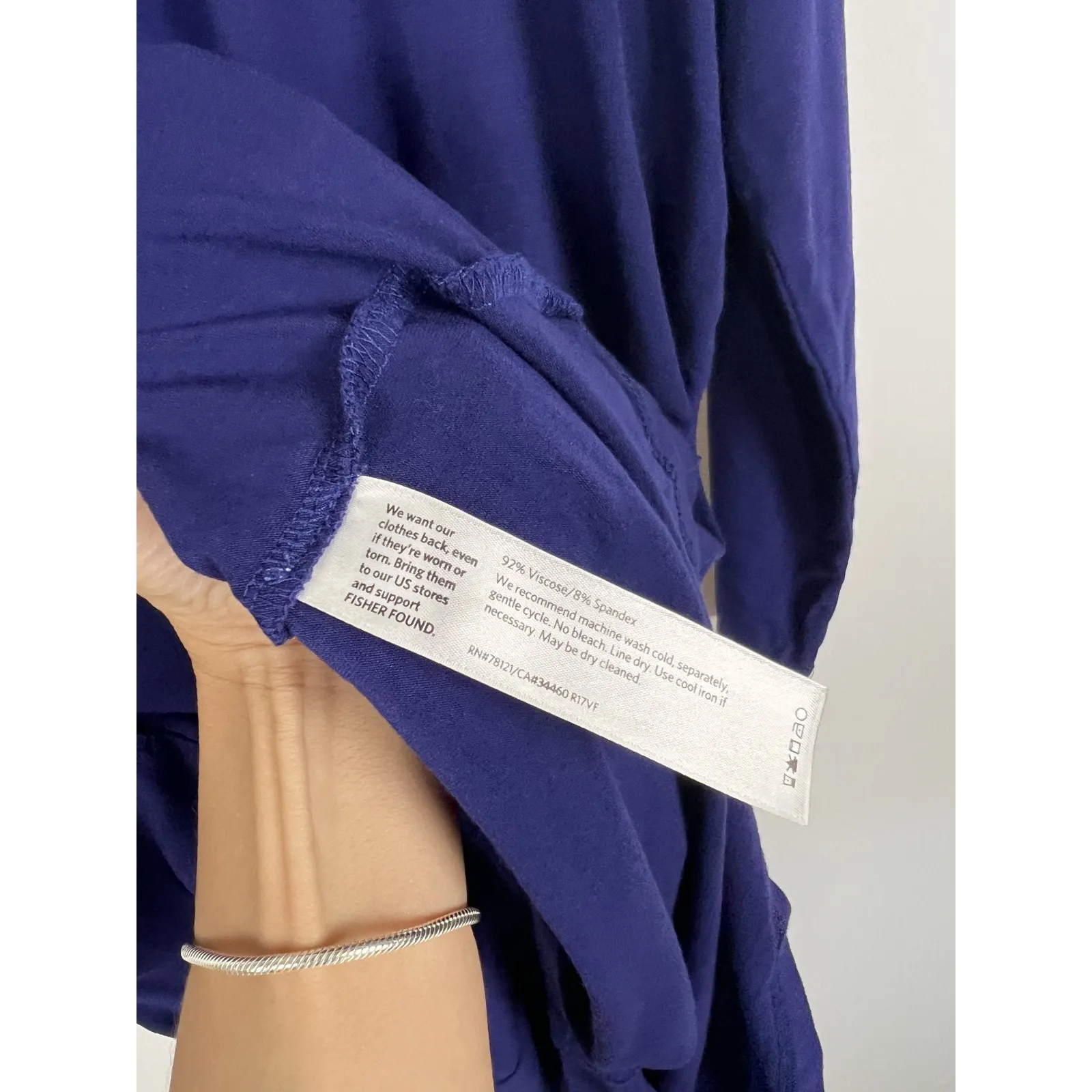 Eileen Fisher Purple Blue Viscose Stretch Pocket Tunic Dress M Long Sleeve - Image 9