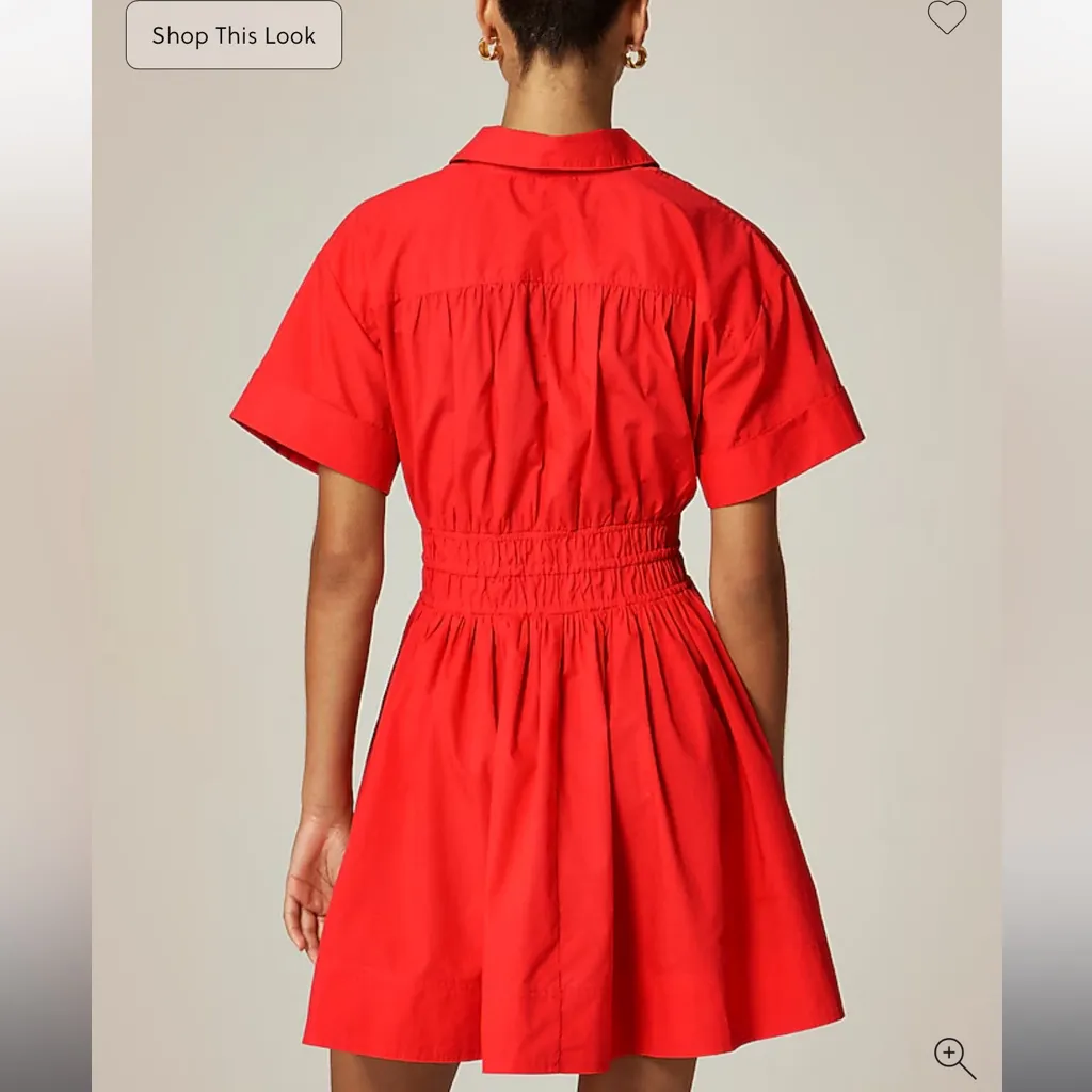 J.Crew Elena mini shirt-dress in cotton poplin Vintage Red - Image 3