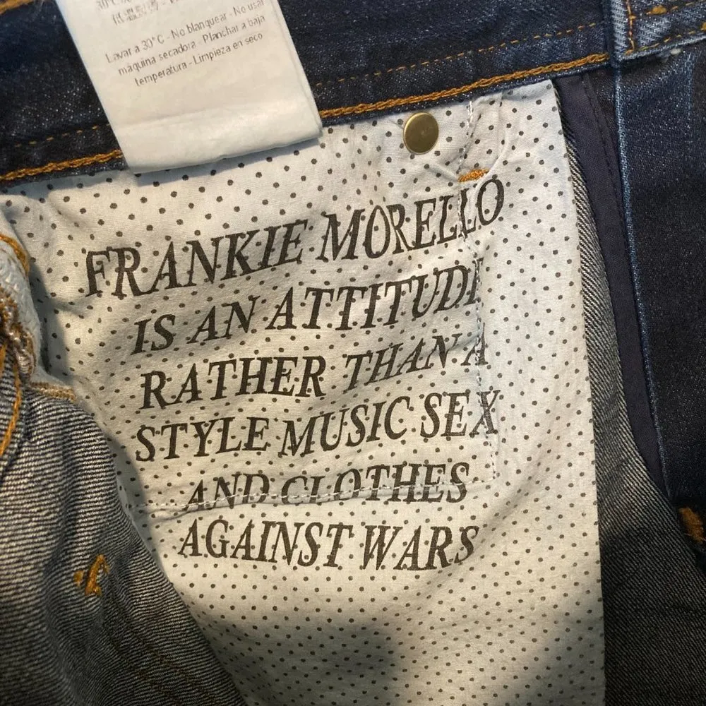 Frankie Morello of Milan women's size 26 paint distressed cotton capri cut jeans Blue - Image 7