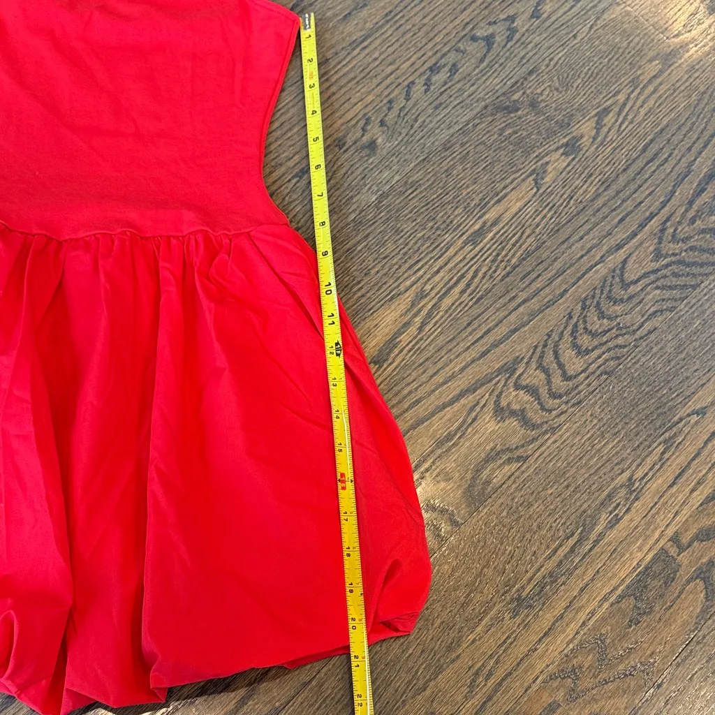 Mango Bubble Hem Tank Cotton Red Mini Dress size Small / 2 NWOT - Image 5