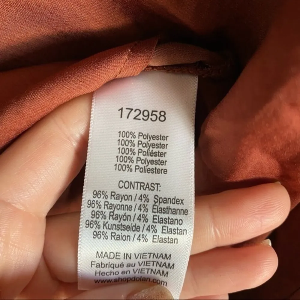 Dolan • Brick Red Satin Front Blouse V Neck Size XS - Image 73