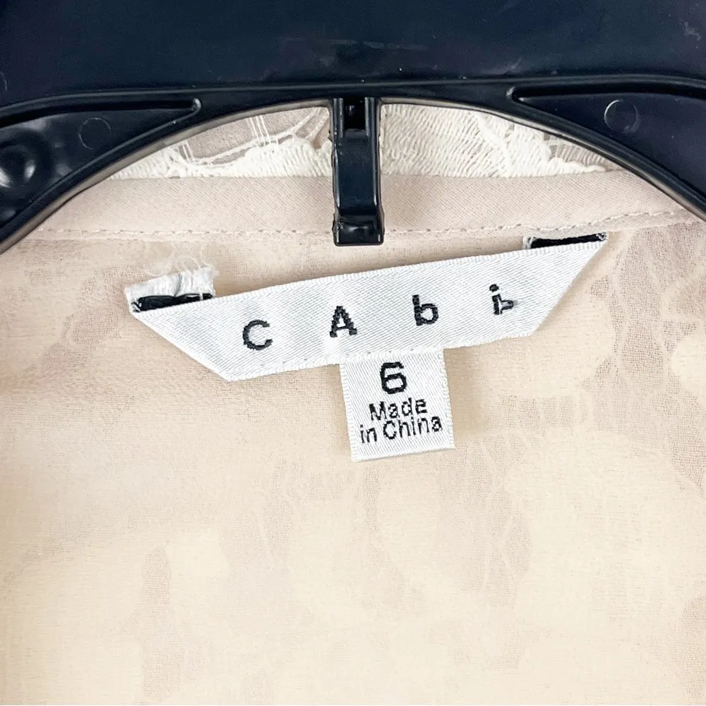 CABI Ivory Floral Lace Victorian Sheer Long Sleeves Short Blazer #249, Size 6 - Image 3