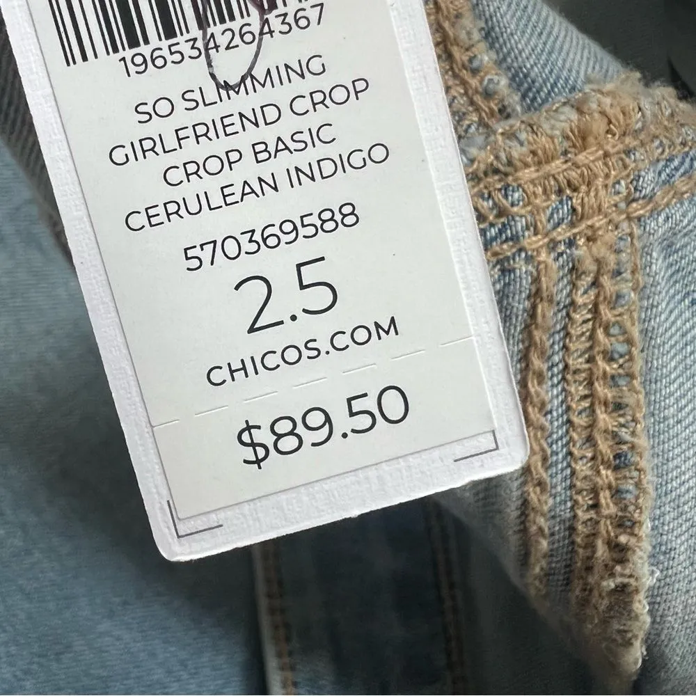 Chico’s NWT So Slimming Girlfriend Cropped Jeans in Cerulean Indigo Size 2.5 14 - Image 13