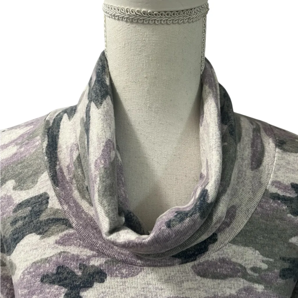 Susan Graver Weekend Camouflage Soft Knit Turtleneck Tunic Sweater Oversized S - Image 2