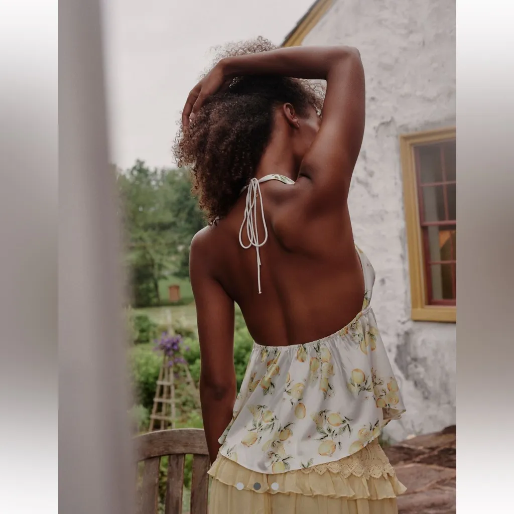 For Love And Lemons Lemon Print Halter Top - Image 2