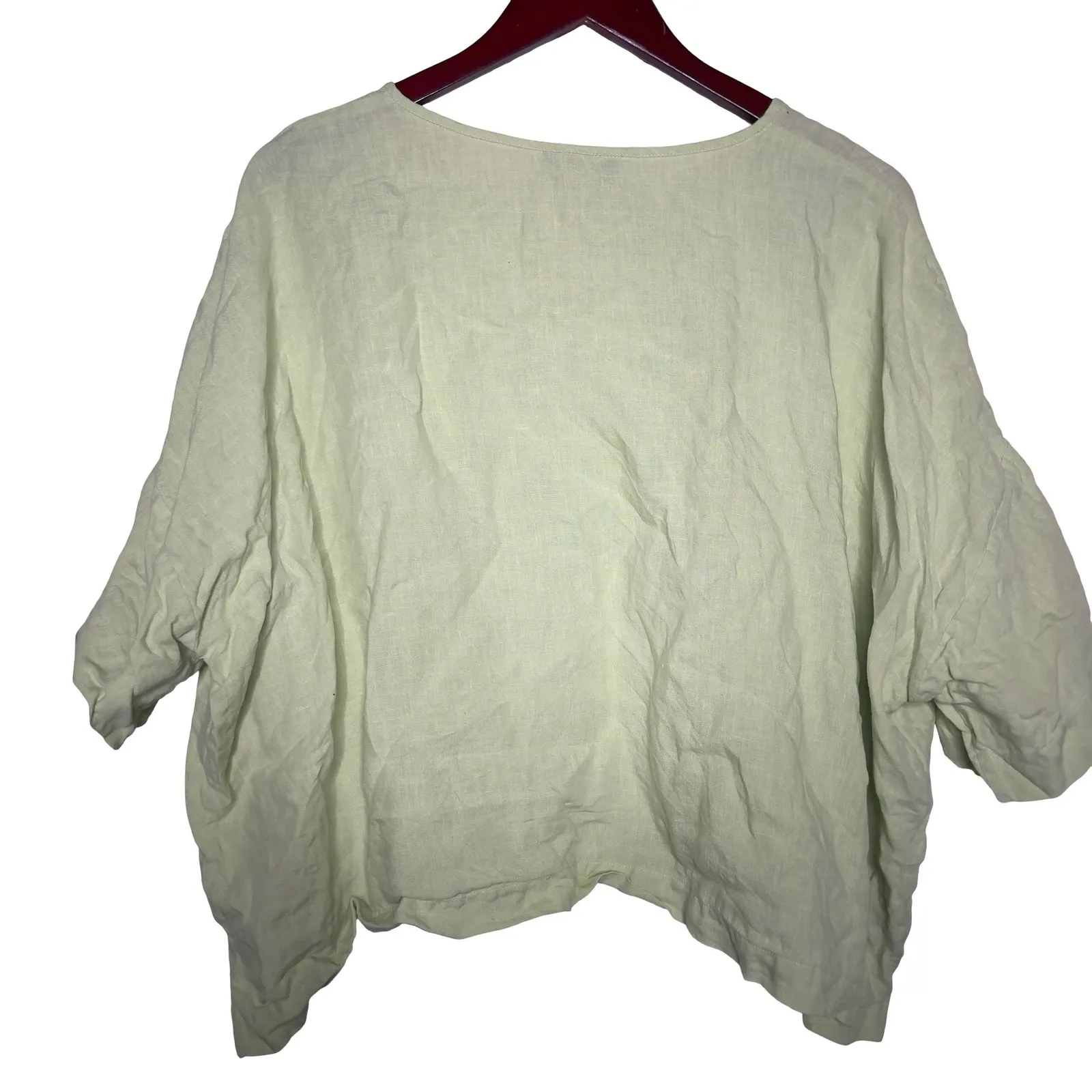 Eskandar women lime green 100% linen oversized boxy pullover top One Size Size undefined - Image 3