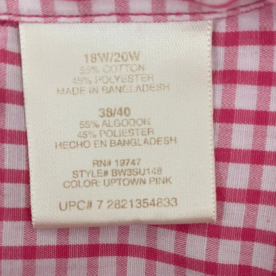 VTG Bobbie Brooks Women Top 18/20 Check Button Preppy‎ Coastal Y2K Retro Cowgirl Pink - Image 10