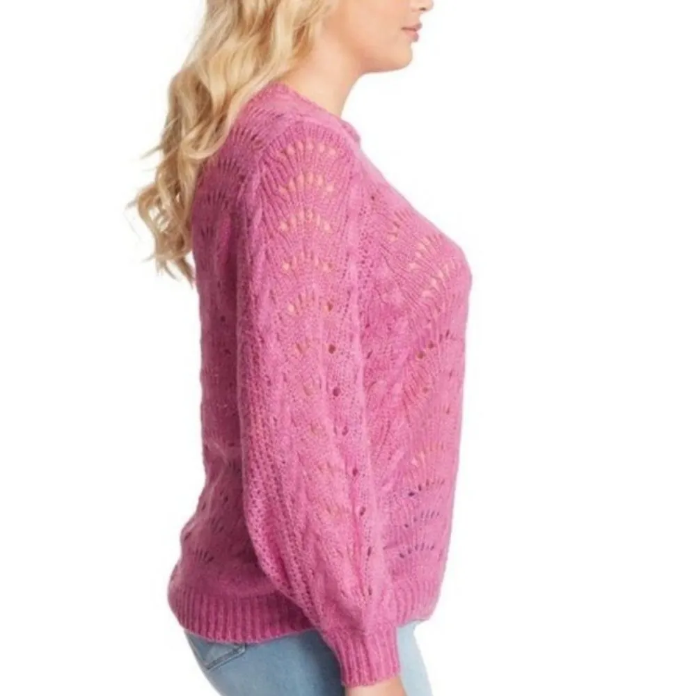 Jessica Simpson Sweater Loose Knit Crew Neck Pink Rose Size XL New with Tag - Image 7