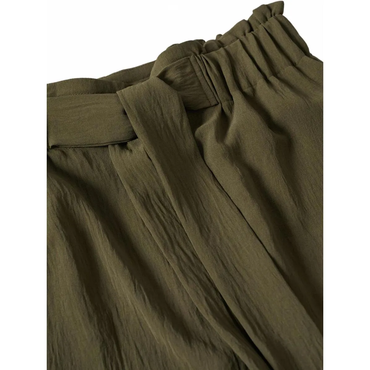 Mango Bow Culottes Ankle Pants Khaki Green XS - Image 4
