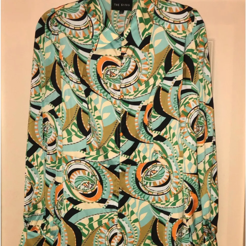 Rosalie Printed Layered Bottom Skirt Maxi Dress in Green Combo Multiple Size L - Image 5