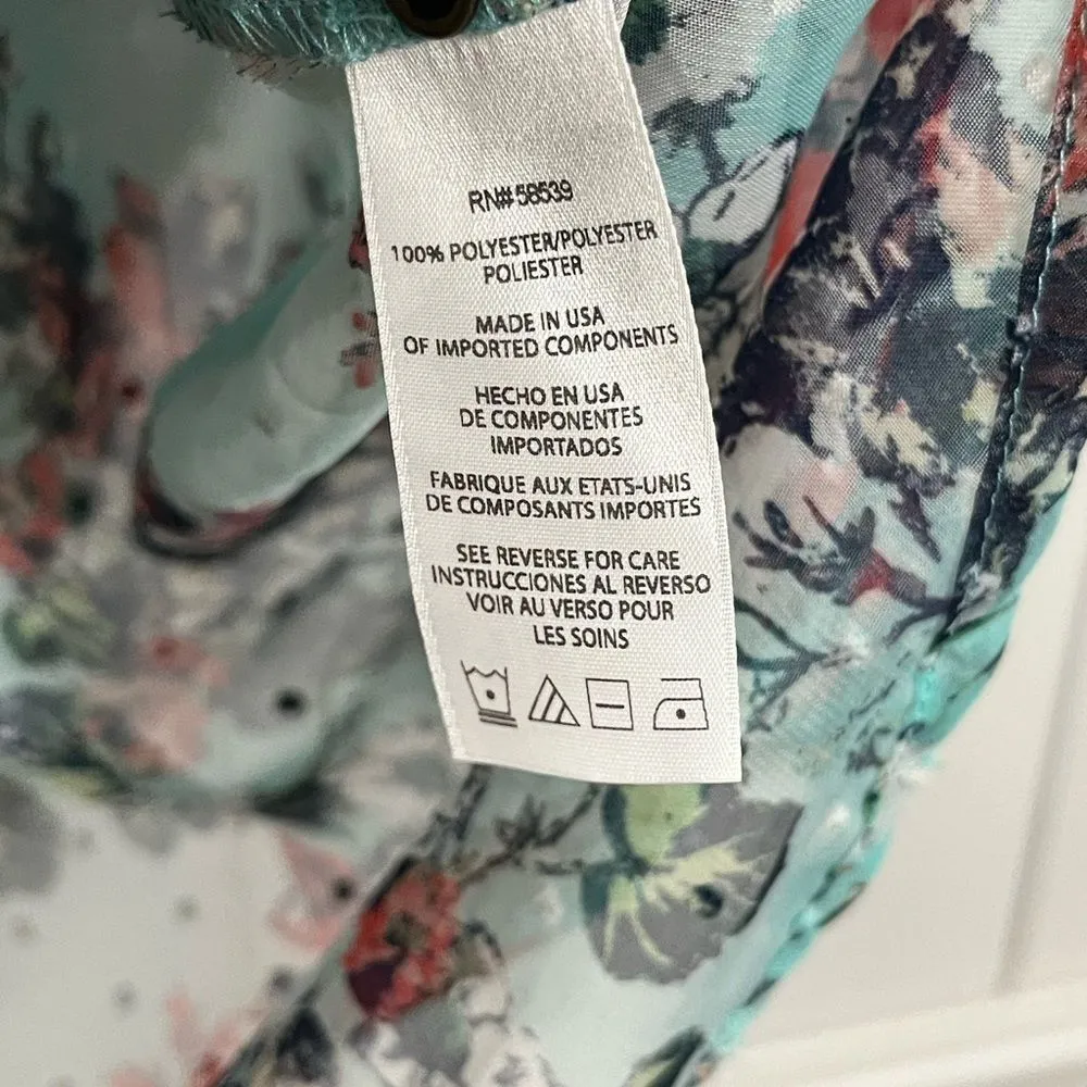 Kut from the Kloth Floral Blue Made in the USA blouse Size Small - Image 6