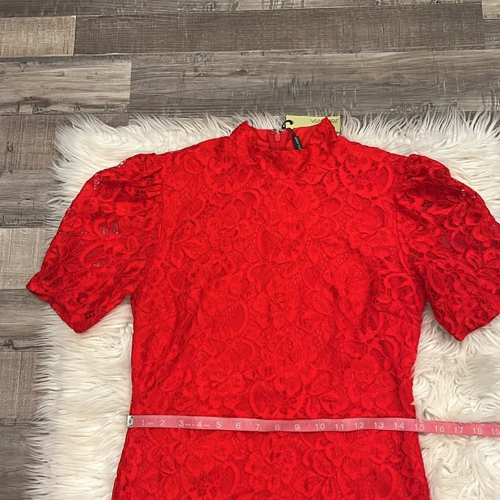 NWT Alexia Admor ‘Elly’ lace overlay high neck sheath dress M - Image 9