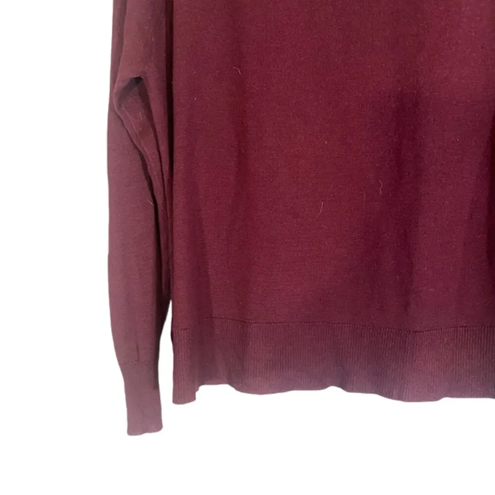 Zara Maroon Long Sleeve Ribbed Trim Knit Pullover Sweater Women Sz M - Image 4