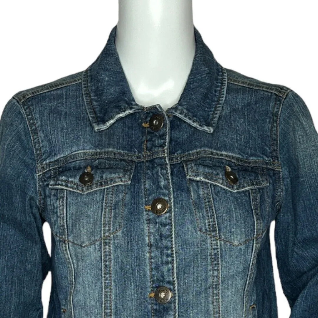 Mudd Jean Jacket Blue Button Front Flap Button‎ Pockets Slit Front Pockets - Image 4