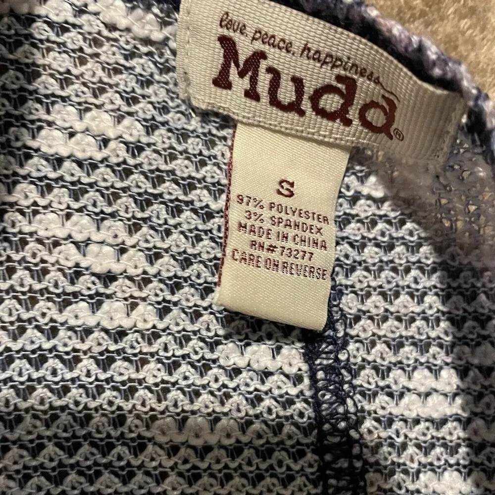 Vintage Mudd Juniors S Navy Printed Knit Short Sleeve Open Front Long Cardigan - Image 3