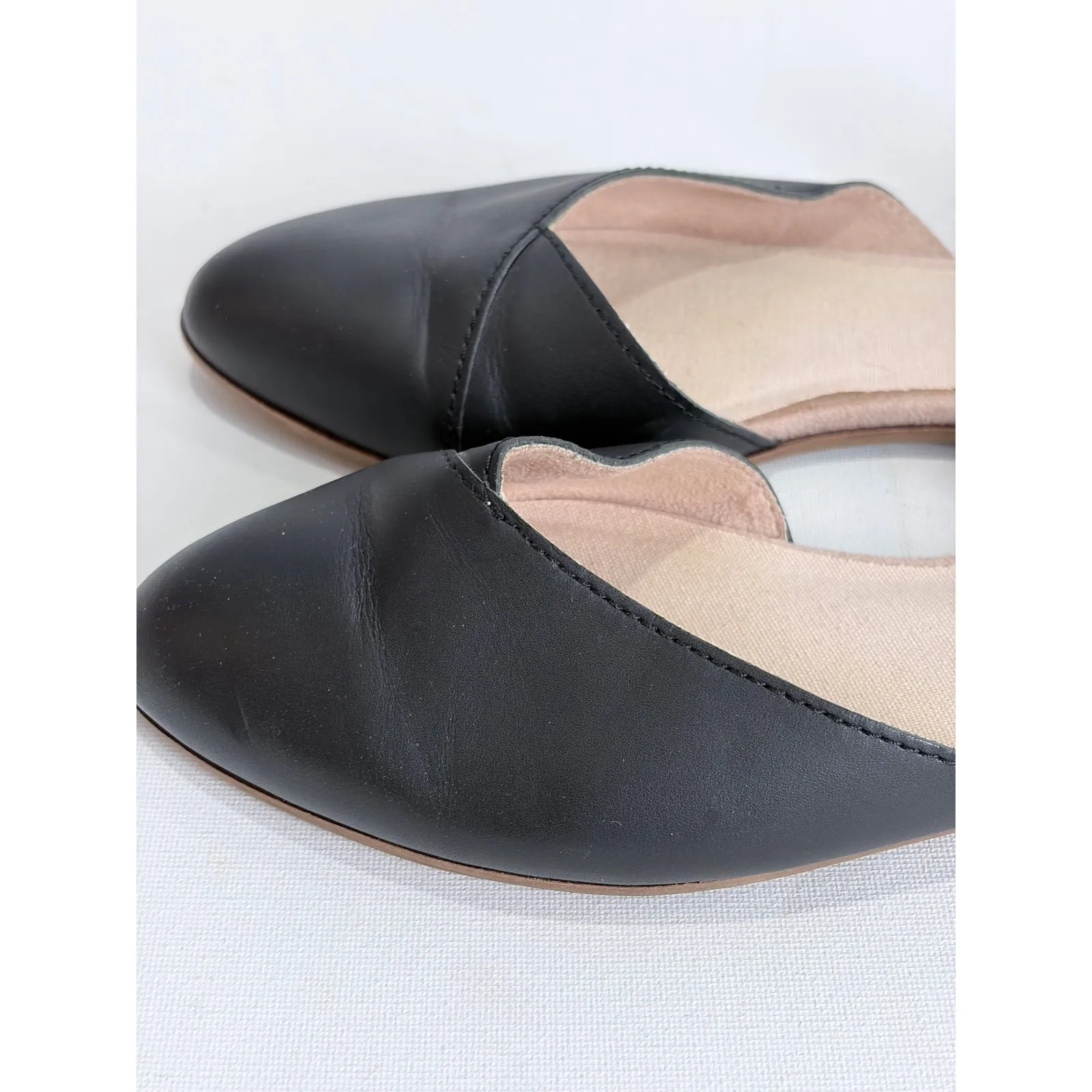TOMS Women's Black Leather Pointed Toe Fabric Accent D'Orsay Flats Shoes W7 - Image 13