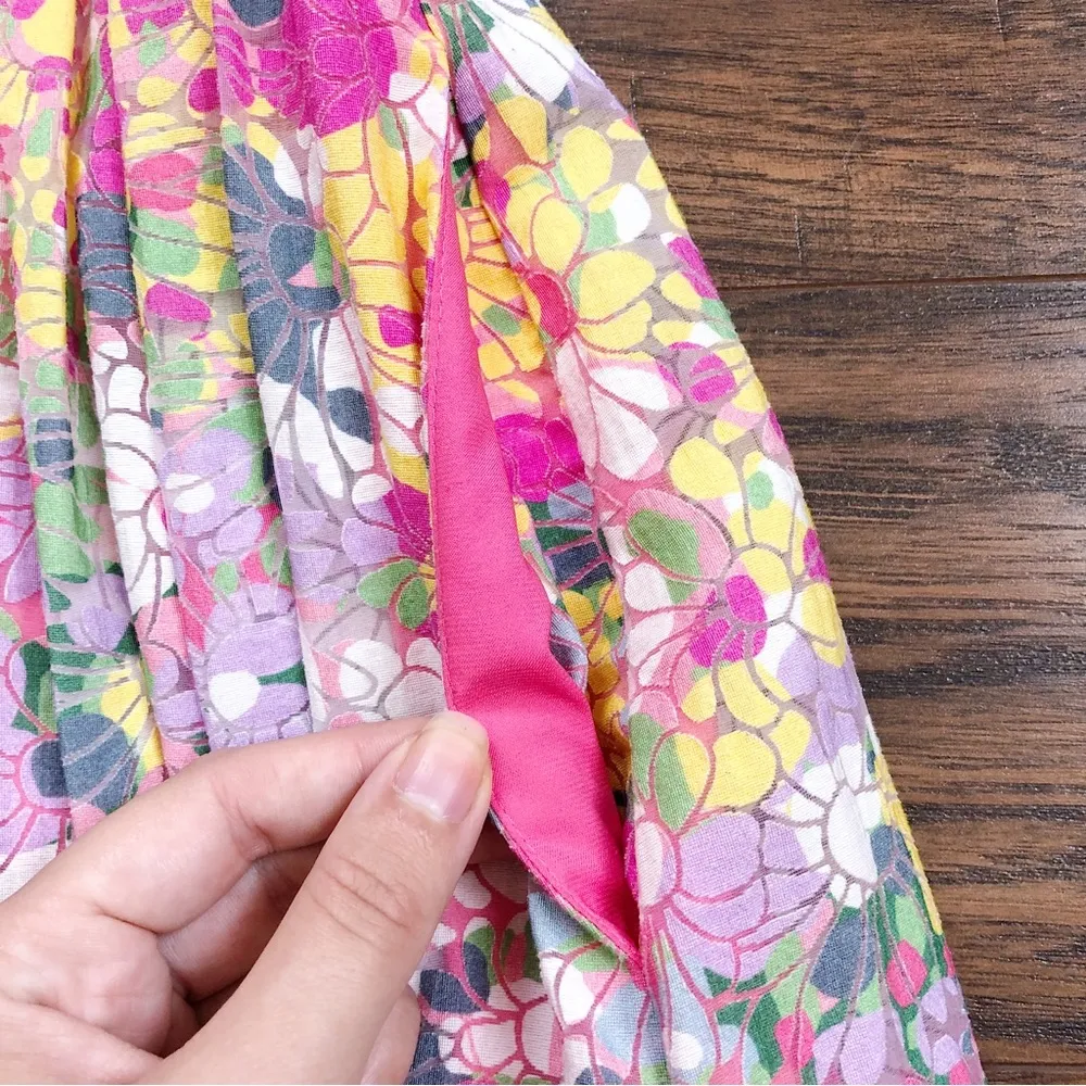 Kate Spade • Floral Dots Burnout Dress sleeveless fit & flare pink yellow blue - Image 8