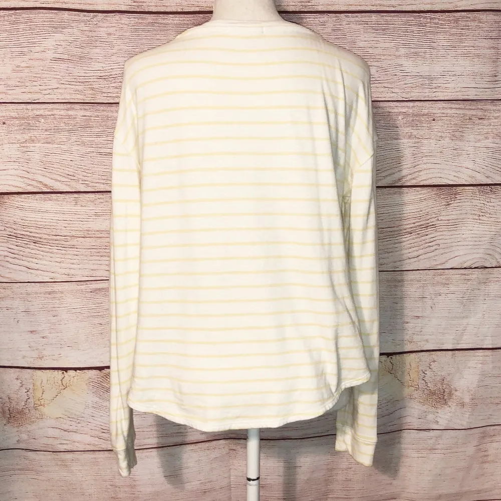 Marine Layer White and Yellow Striped Long Sleeve Top Size M - Image 4