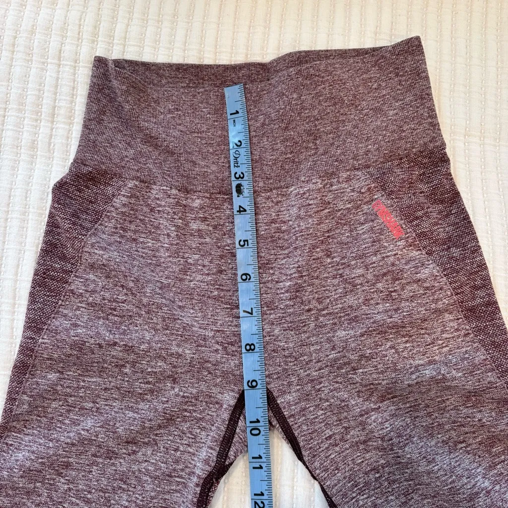 Gymshark Flex High Waisted Leggings Body Contouring Burgundy Marl Women's Small - Image 10