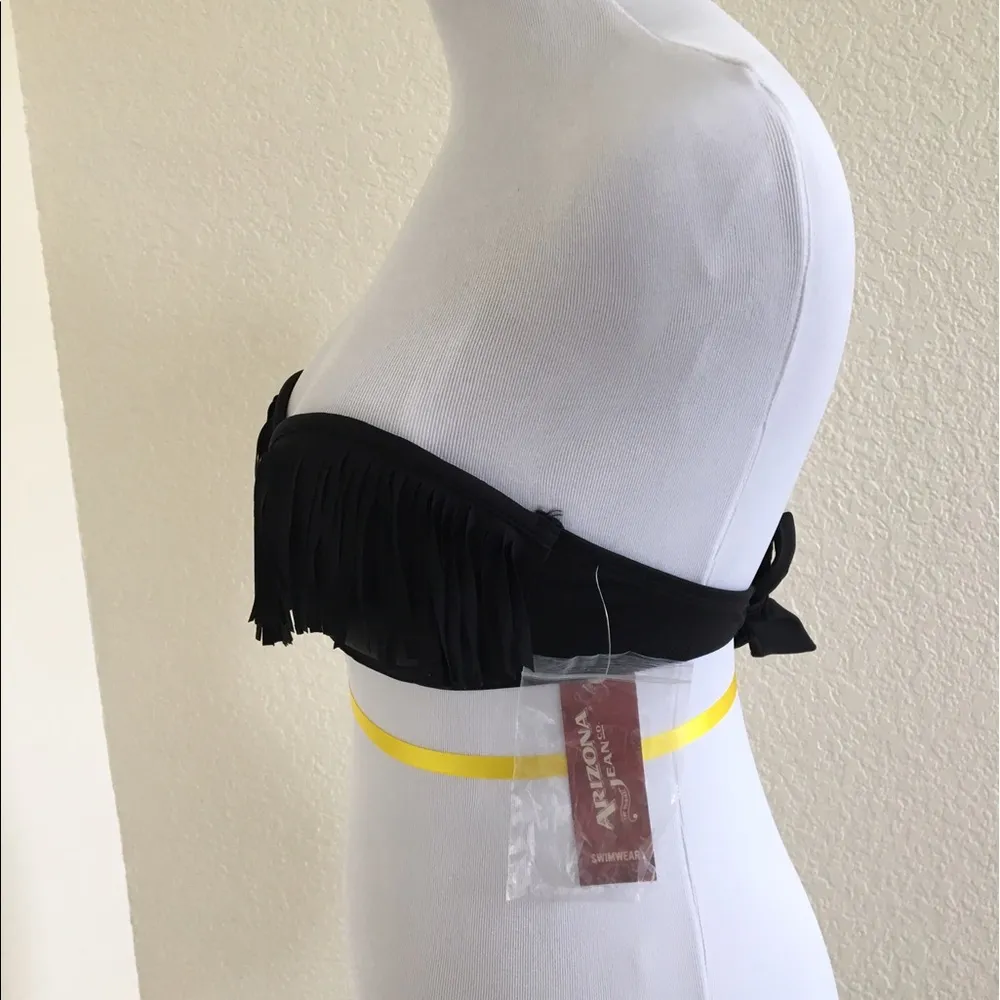 Arizona Black Tassel Tie Back Bikini Top - Image 2