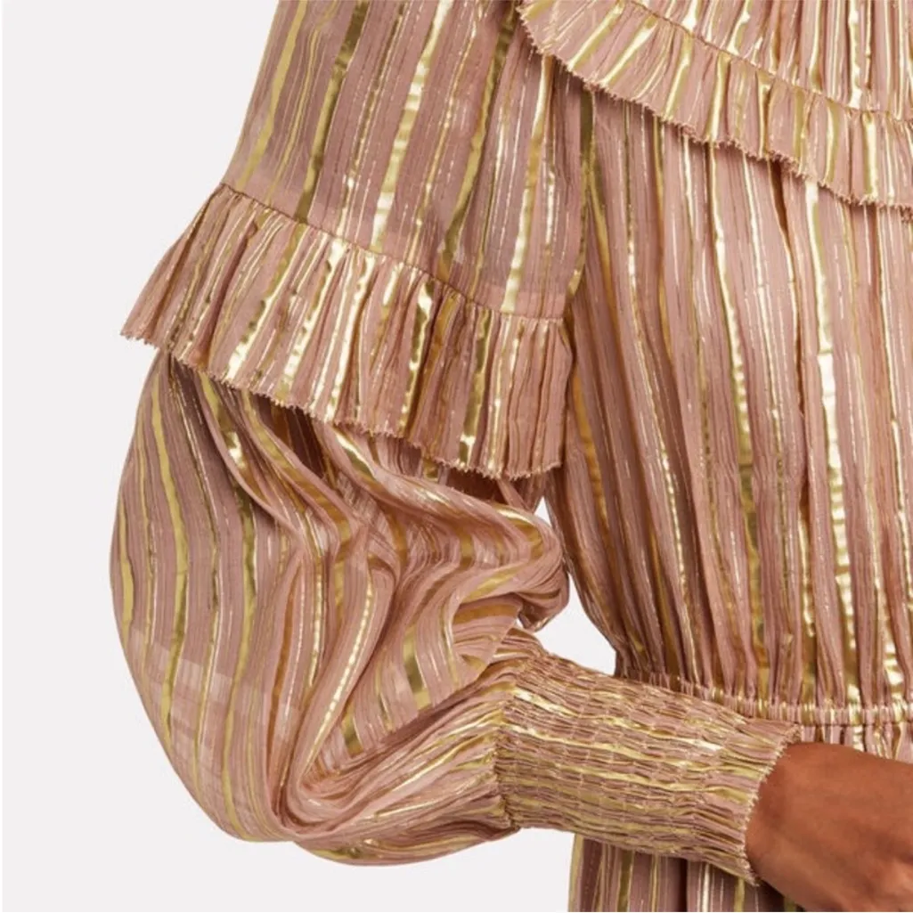 Ulla Johnson Averil Ruffled Georgette Dress in Blush - Image 9