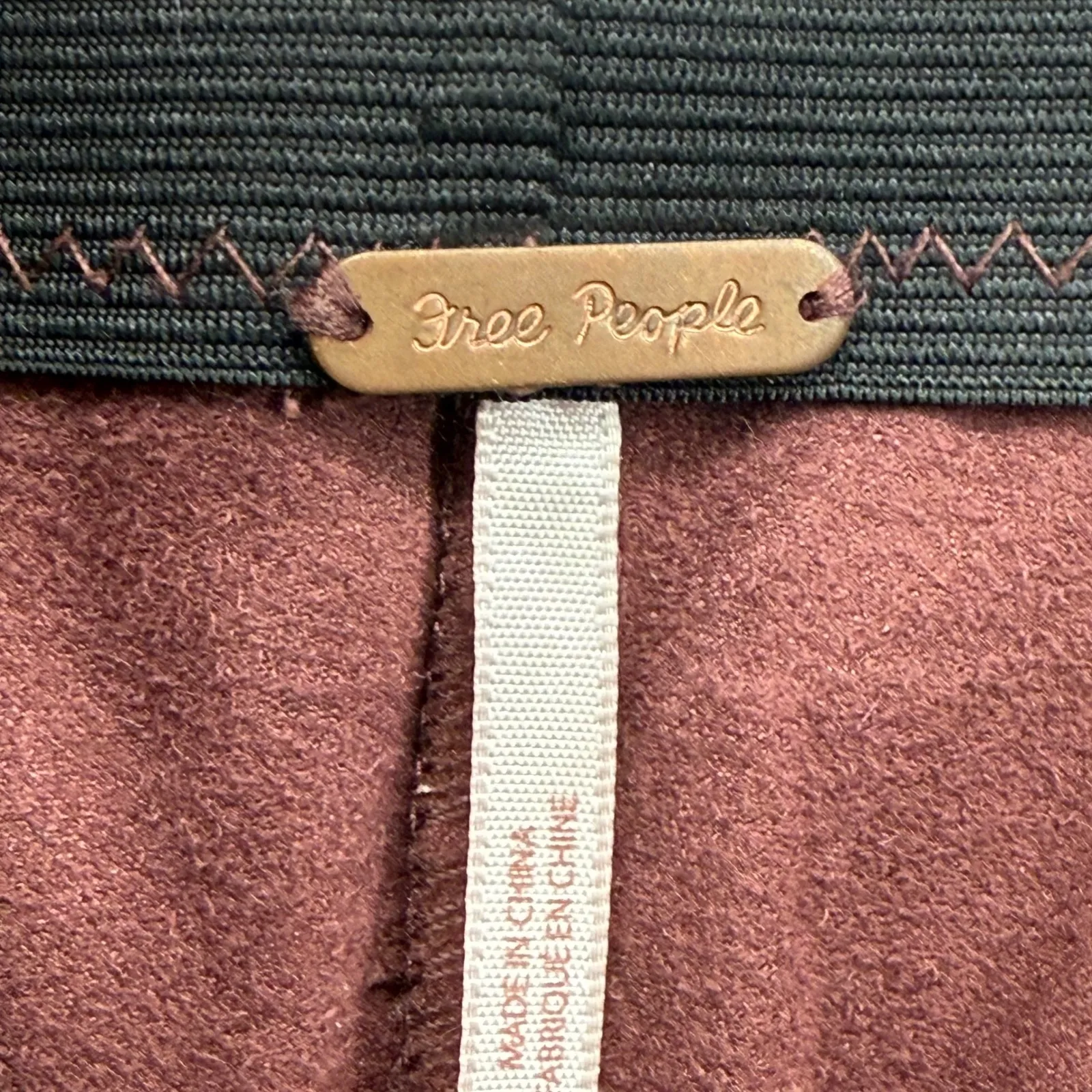 Free People‎ Faux Suede Leggings Size 26 Burgundy Brown Fitted Pants Women - Image 6